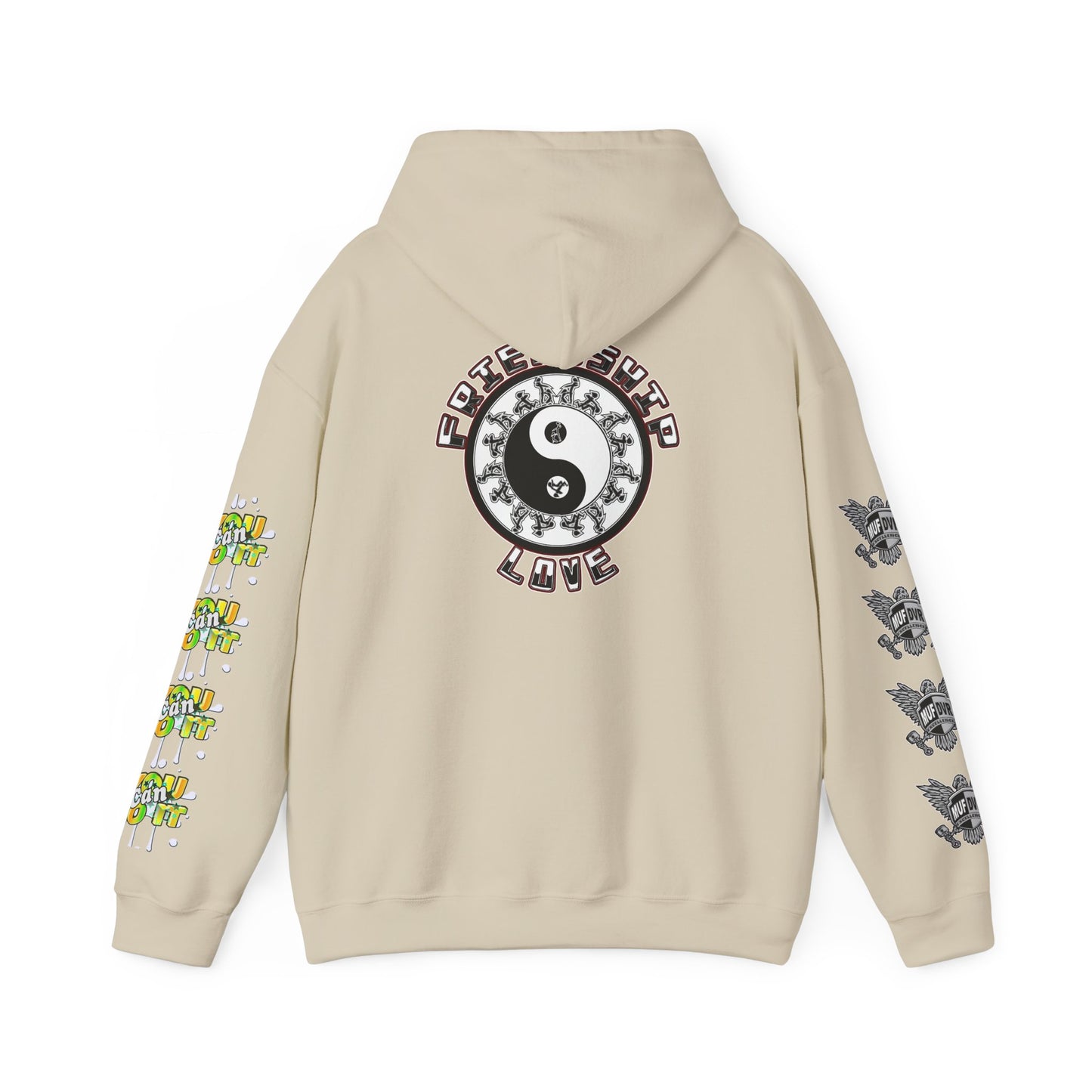 Adult Humor Unisex Hoodie with Motivational Messages 'You can do it', 'MUF DVR', 'Love and friendship'