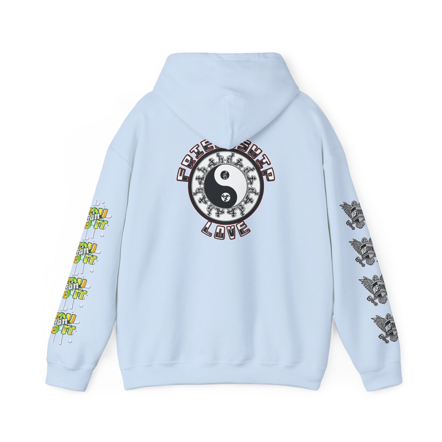 Adult Humor Unisex Hoodie with Motivational Messages 'You can do it', 'MUF DVR', 'Love and friendship'