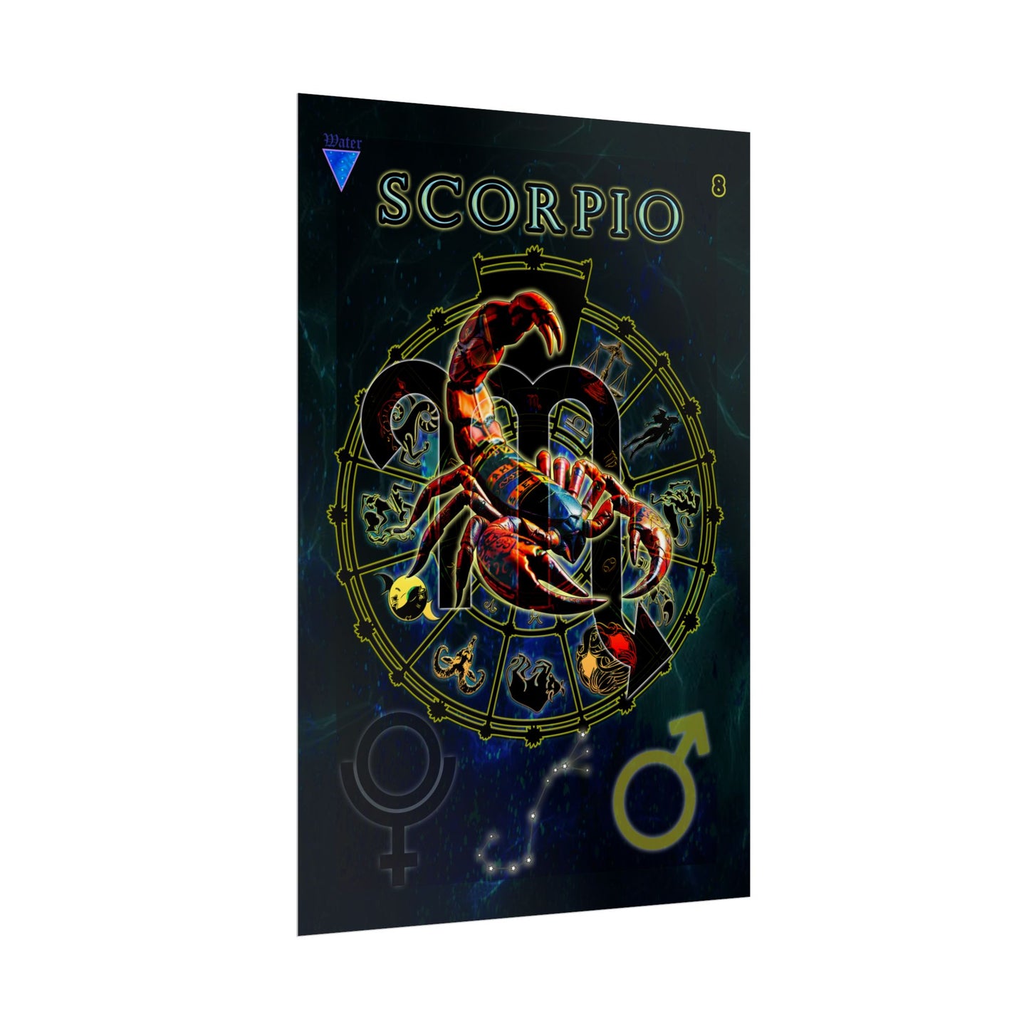 Scorpio Zodiac Rolled Posters - Astrological Wall Art, Horoscope Decor, Aries Gifts, Celestial Art Prints, Astrology Home Decor