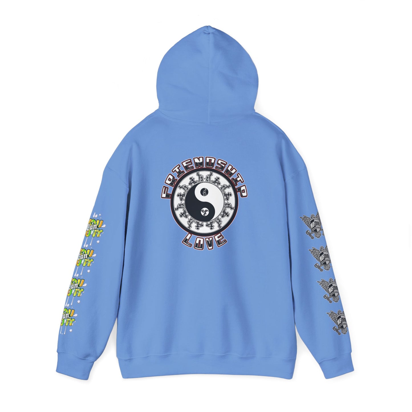 Adult Humor Unisex Hoodie with Motivational Messages 'You can do it', 'MUF DVR', 'Love and friendship'