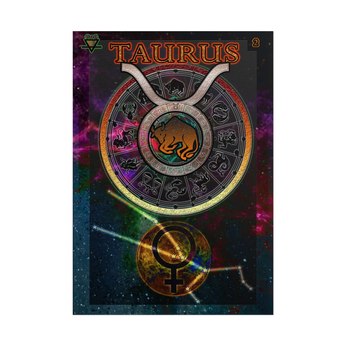 Taurus Zodiac Rolled Posters, Astrological Decor, Astrology Gift, Wall Art Prints, Horoscope Decor, Zodiac Sign Art