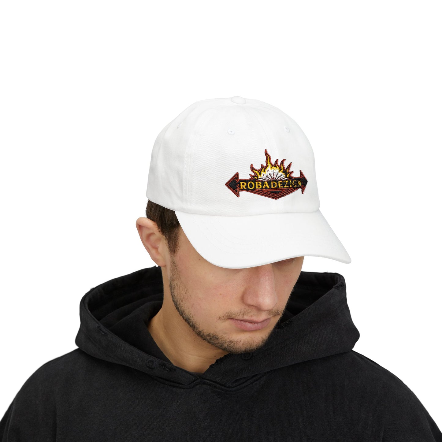 Vibrant "ROBADEZIGN" Logo Cap with Fiery Design