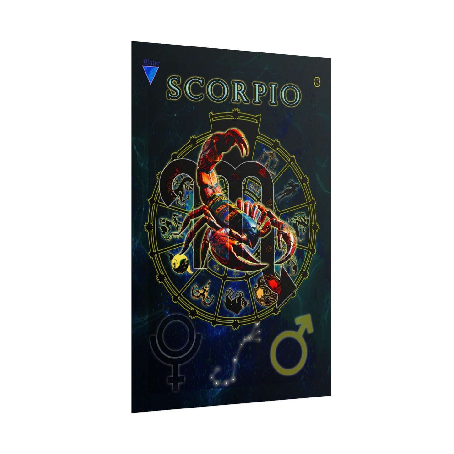 Scorpio Zodiac Rolled Posters - Astrological Wall Art, Horoscope Decor, Aries Gifts, Celestial Art Prints, Astrology Home Decor
