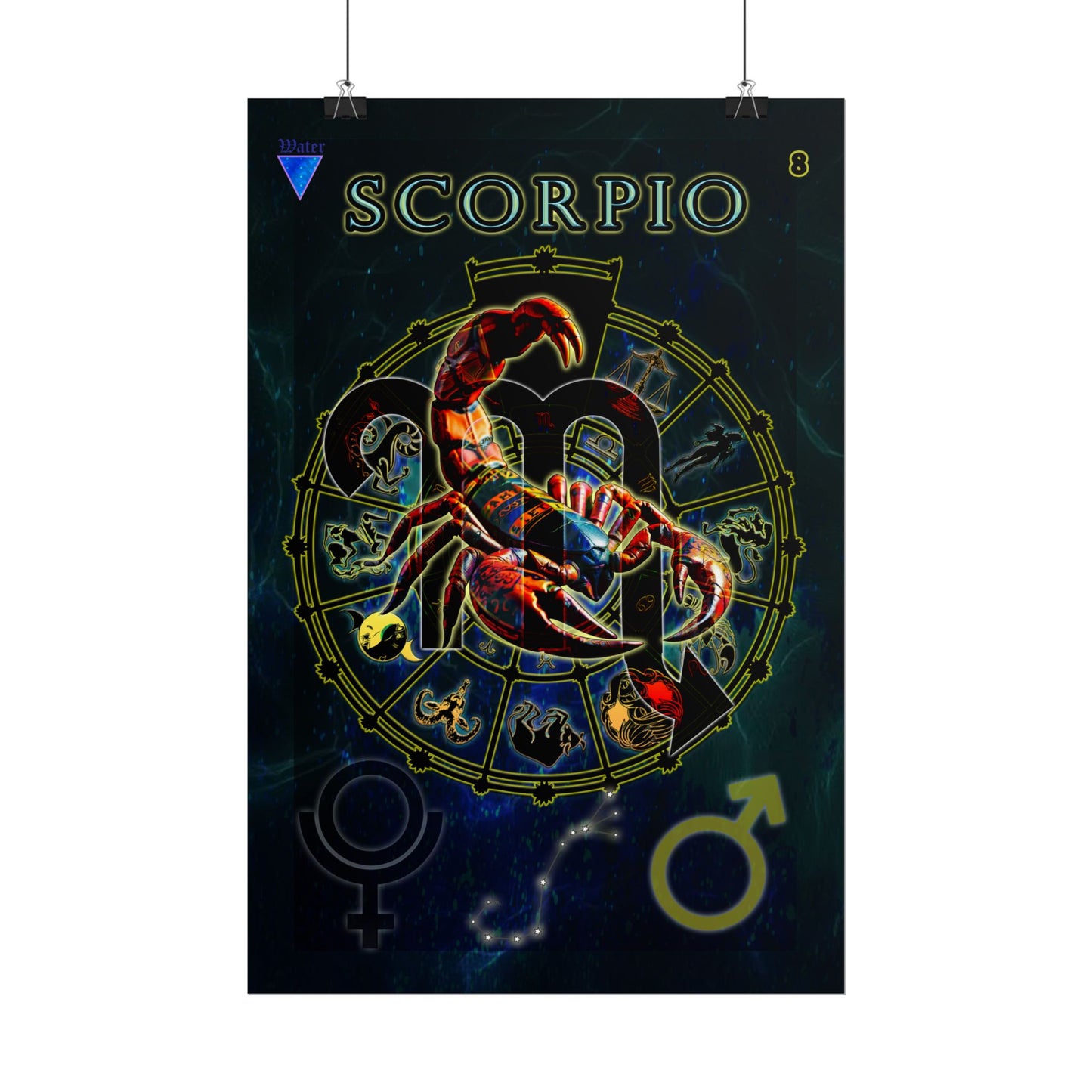 Scorpio Zodiac Rolled Posters - Astrological Wall Art, Horoscope Decor, Aries Gifts, Celestial Art Prints, Astrology Home Decor