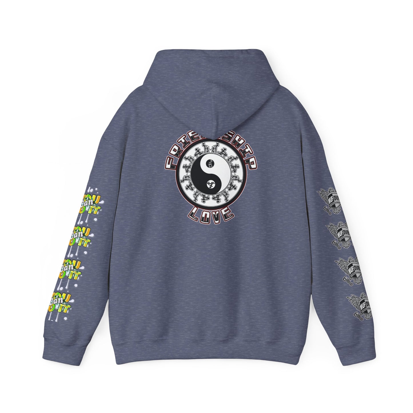 Adult Humor Unisex Hoodie with Motivational Messages 'You can do it', 'MUF DVR', 'Love and friendship'