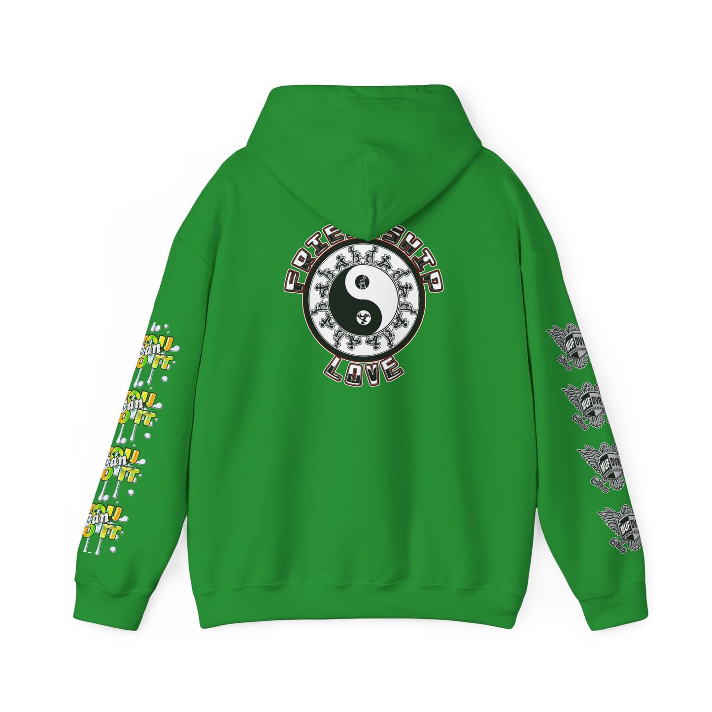 Adult Humor Unisex Hoodie with Motivational Messages 'You can do it', 'MUF DVR', 'Love and friendship'
