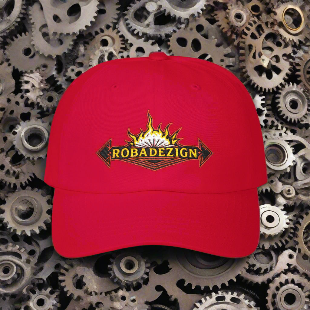 Vibrant "ROBADEZIGN" Logo Cap with Fiery Design