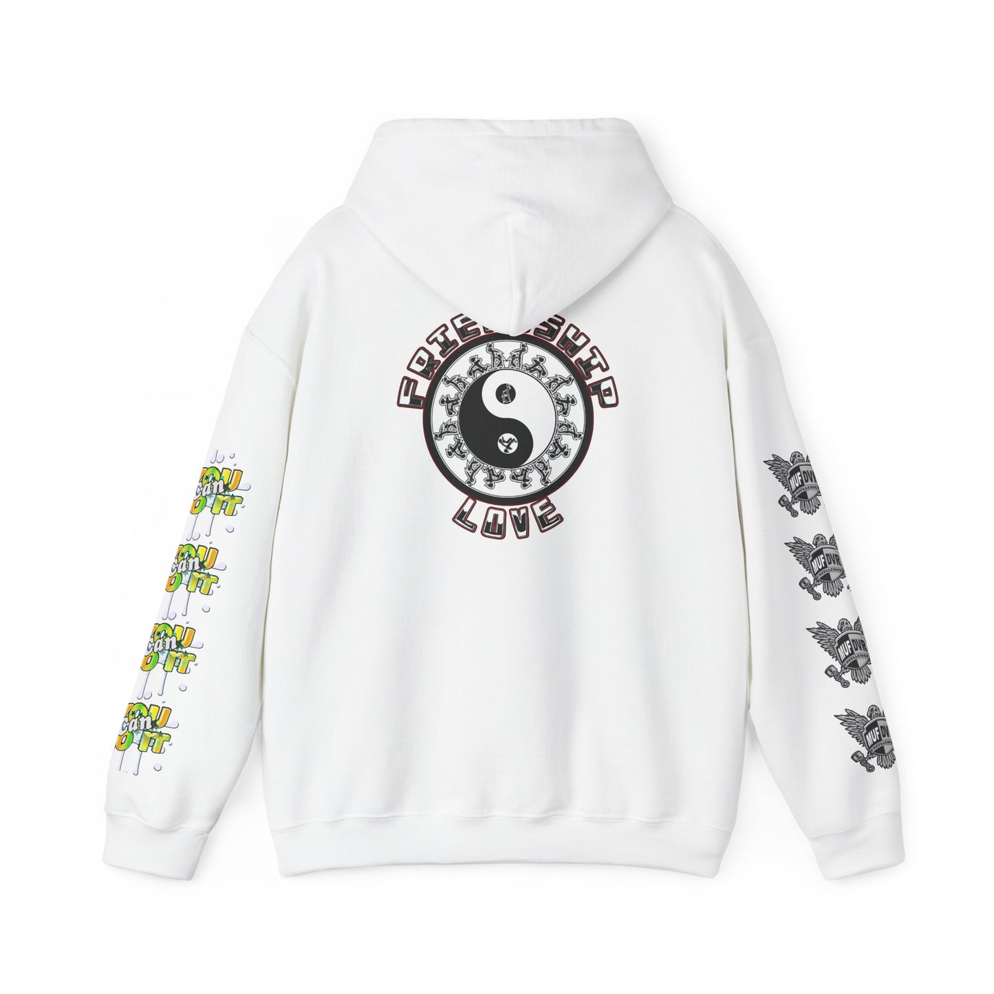 Adult Humor Unisex Hoodie with Motivational Messages 'You can do it', 'MUF DVR', 'Love and friendship'