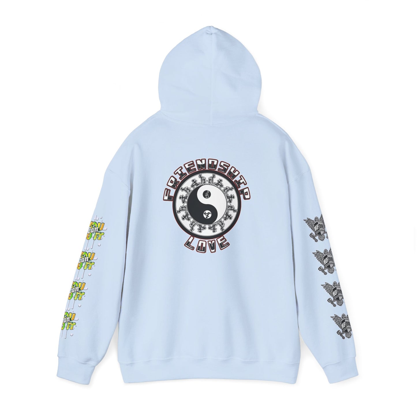 Adult Humor Unisex Hoodie with Motivational Messages 'You can do it', 'MUF DVR', 'Love and friendship'