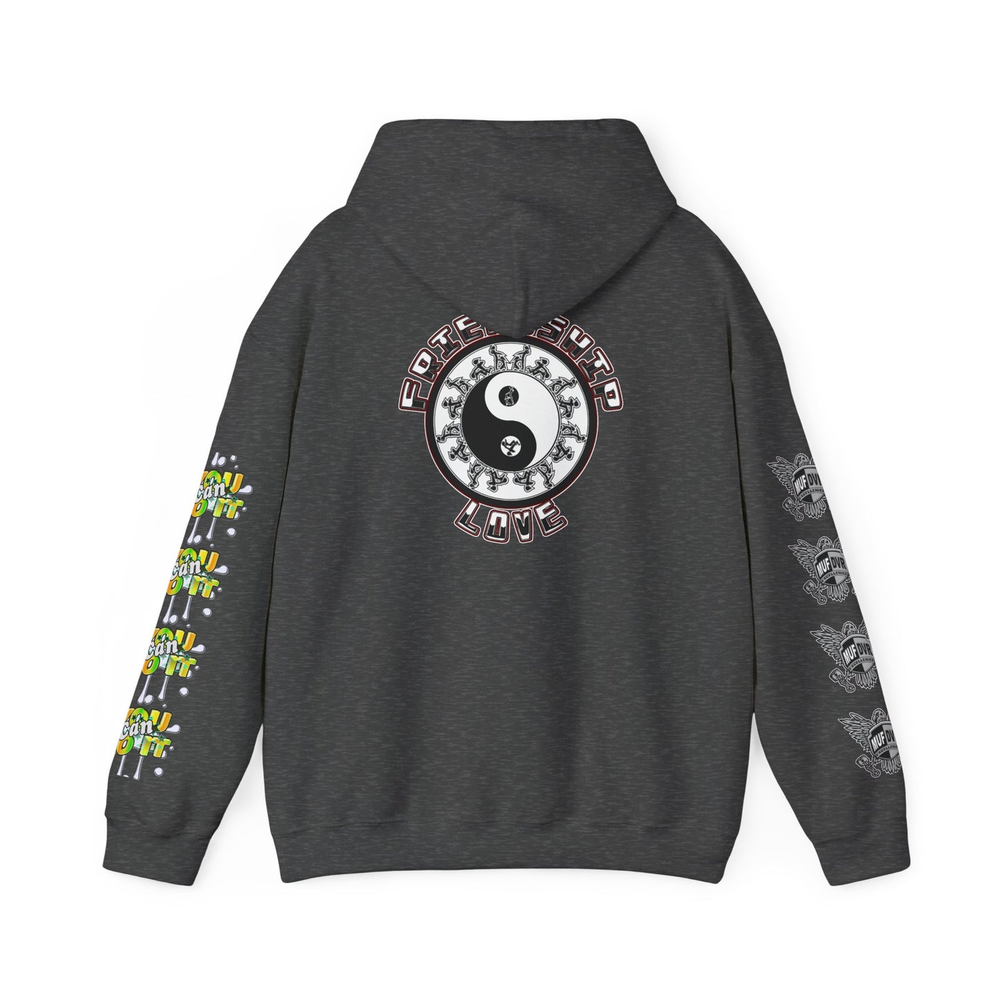 Adult Humor Unisex Hoodie with Motivational Messages 'You can do it', 'MUF DVR', 'Love and friendship'