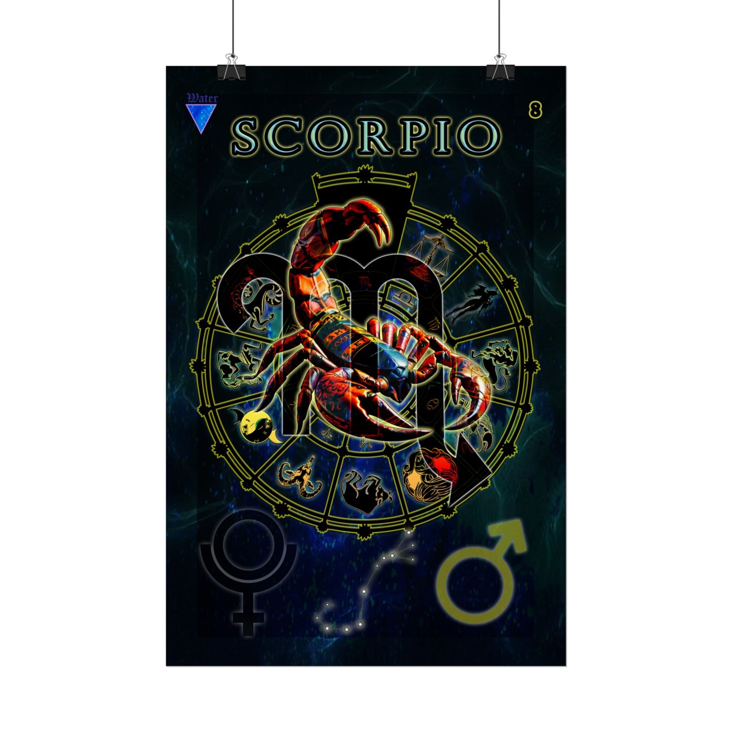 Scorpio Zodiac Rolled Posters - Astrological Wall Art, Horoscope Decor, Aries Gifts, Celestial Art Prints, Astrology Home Decor