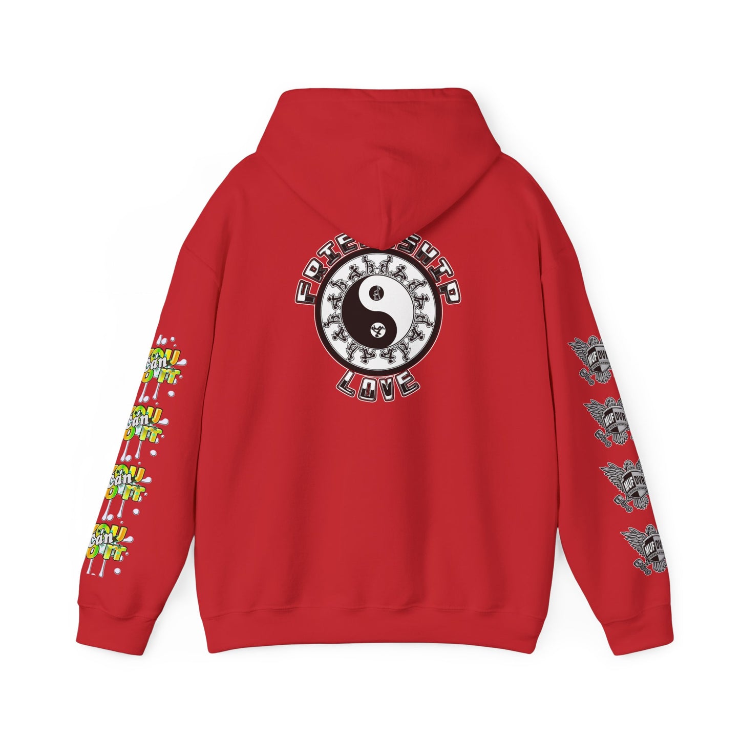 Adult Humor Unisex Hoodie with Motivational Messages 'You can do it', 'MUF DVR', 'Love and friendship'