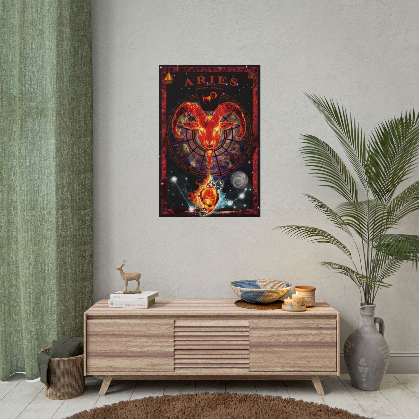 Aries Zodiac Rolled Poster, Astrology Wall Art, Horoscope Decor, Gift for Astrology Lovers, Celestial Home Decor