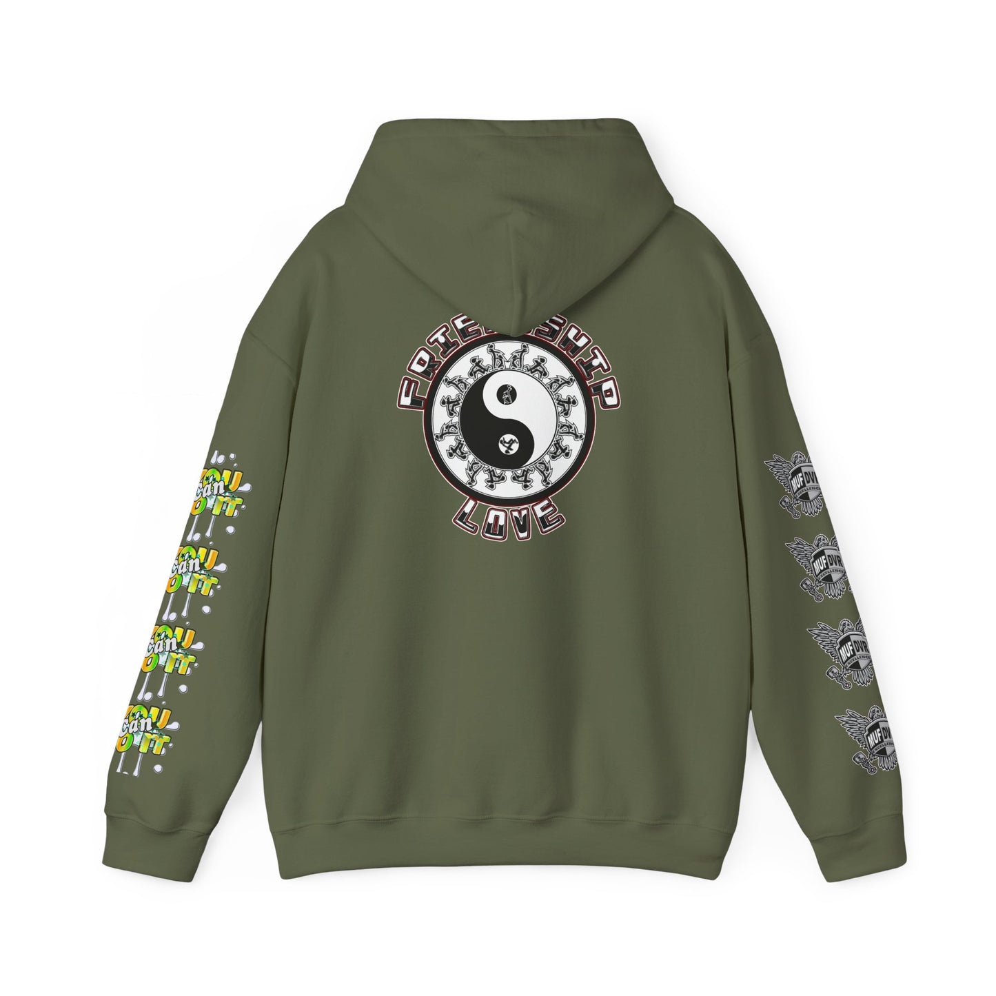 Adult Humor Unisex Hoodie with Motivational Messages 'You can do it', 'MUF DVR', 'Love and friendship'