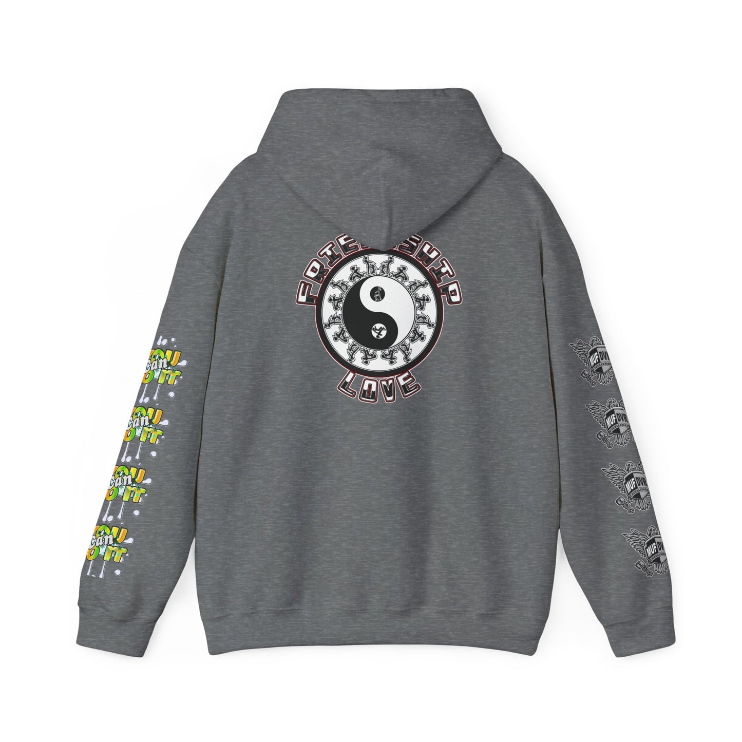 Adult Humor Unisex Hoodie with Motivational Messages 'You can do it', 'MUF DVR', 'Love and friendship'