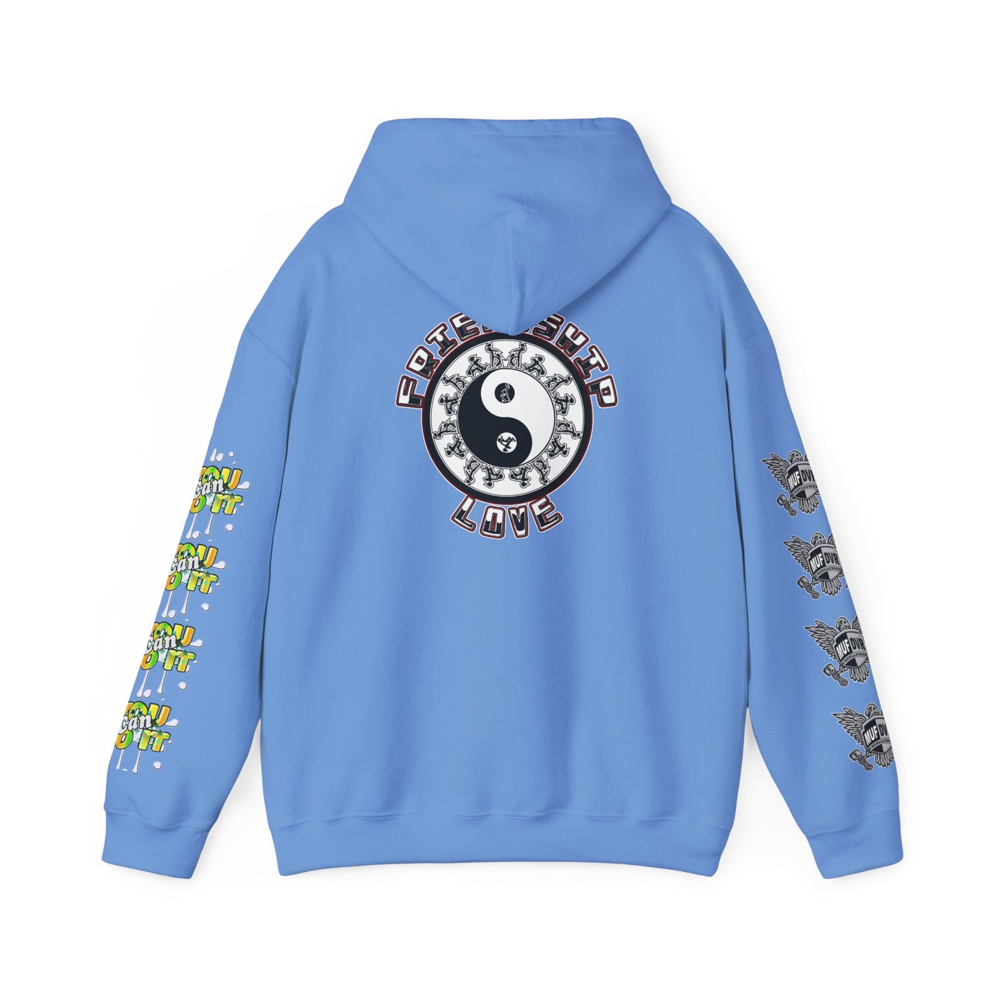 Adult Humor Unisex Hoodie with Motivational Messages 'You can do it', 'MUF DVR', 'Love and friendship'