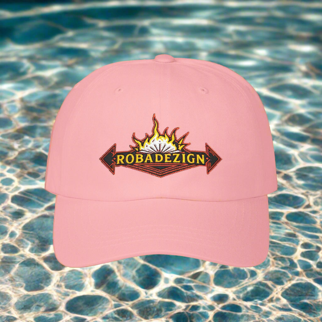 Vibrant "ROBADEZIGN" Logo Cap with Fiery Design