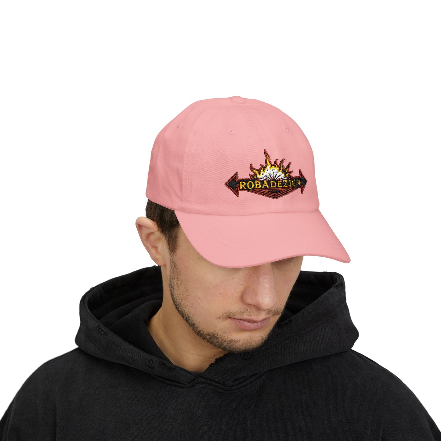 Vibrant "ROBADEZIGN" Logo Cap with Fiery Design