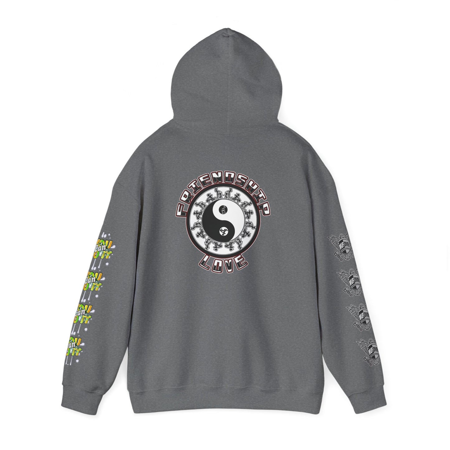 Adult Humor Unisex Hoodie with Motivational Messages 'You can do it', 'MUF DVR', 'Love and friendship'