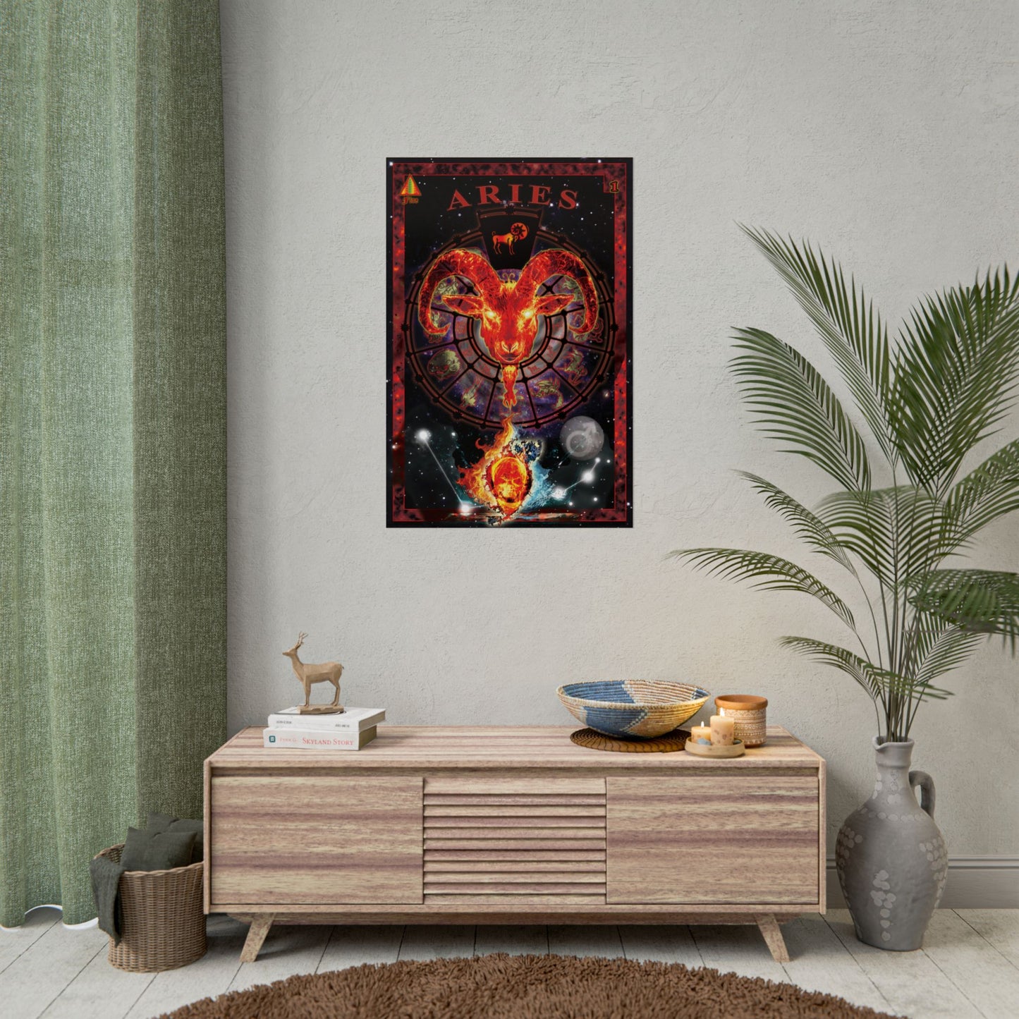 Aries Zodiac Rolled Poster, Astrology Wall Art, Horoscope Decor, Gift for Astrology Lovers, Celestial Home Decor