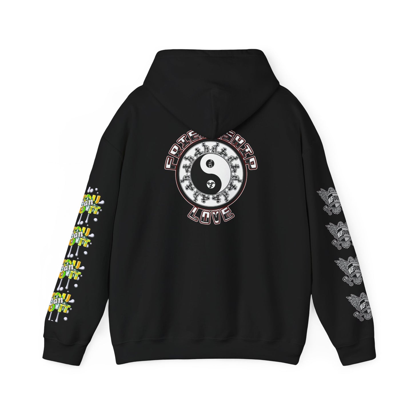 Adult Humor Unisex Hoodie with Motivational Messages 'You can do it', 'MUF DVR', 'Love and friendship'
