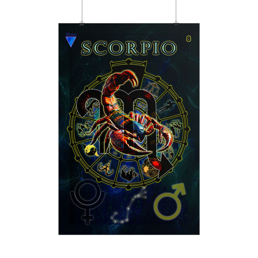 Scorpio Zodiac Rolled Posters - Astrological Wall Art, Horoscope Decor, Aries Gifts, Celestial Art Prints, Astrology Home Decor